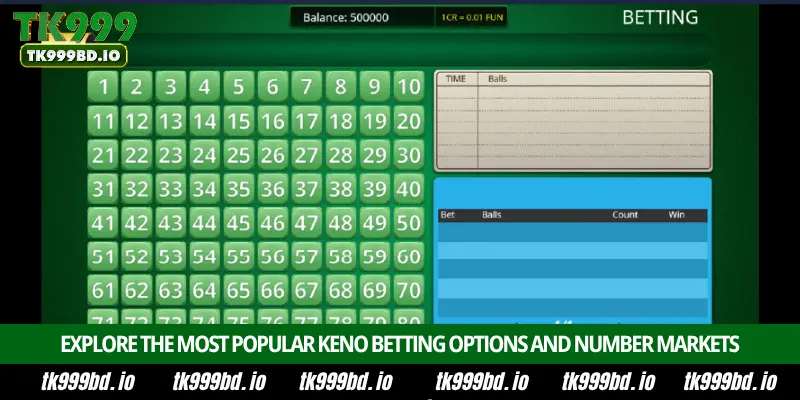 Keno – Introduction, Number Selection, Prize Structure and Winning Strategy on TK999 4 Explore the Most Popular Keno Betting Options and Number Markets